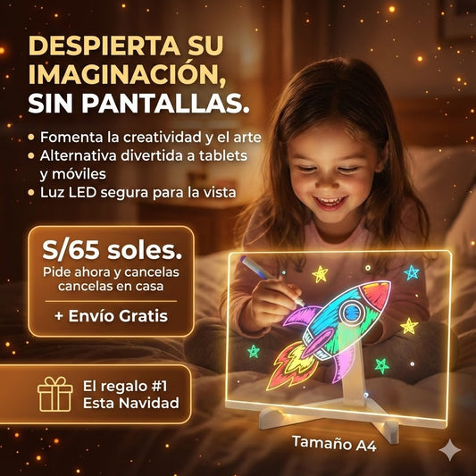 Tablero Mágico Led A4 REGALO ESTUCHE 7 PLUMONES
