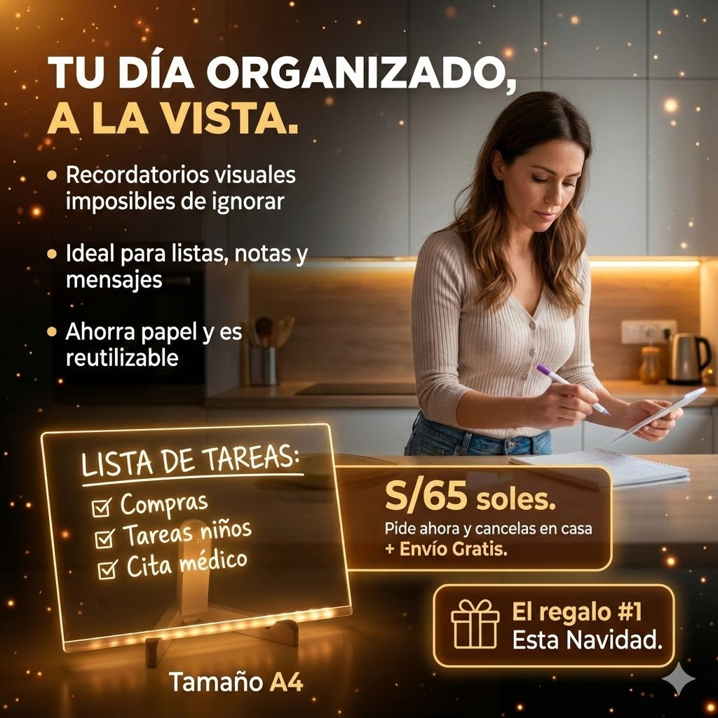 Tablero Mágico Led A4 REGALO ESTUCHE 7 PLUMONES
