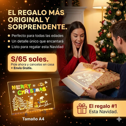 Tablero Mágico Led A4 REGALO ESTUCHE 7 PLUMONES