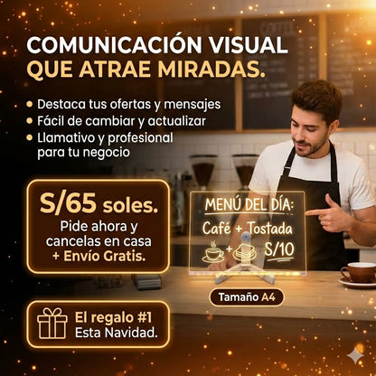 Tablero Mágico Led A4 REGALO ESTUCHE 7 PLUMONES