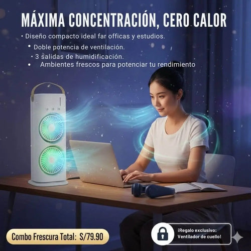 Pack Frescura Total (Ventilador Torre 5 en 1 y gratis Ventilador de Cuello)