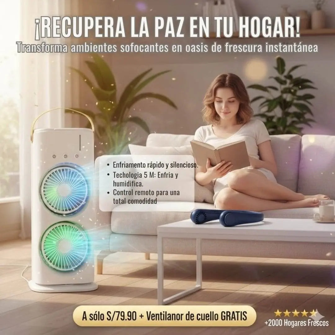 Pack Frescura Total (Ventilador Torre 5 en 1 y gratis Ventilador de Cuello)