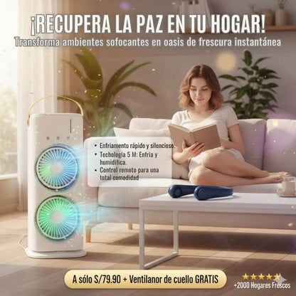 Pack Frescura Total (Ventilador Torre 5 en 1 y gratis Ventilador de Cuello)